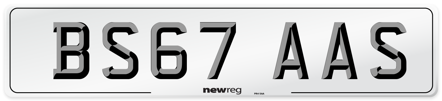 BS67 AAS Number Plate from New Reg
